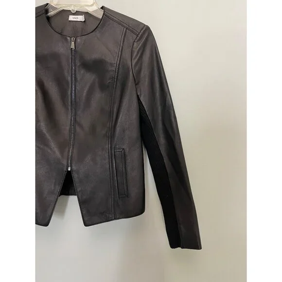 Vince Black lamb Leather Moto Jacketsize 4 designer